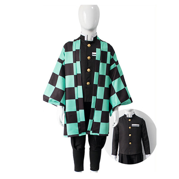 Girls Boys Tanjiro Costume Suit Set Halloween Kids Costume Party Outfit