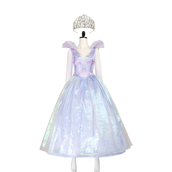 Glindaa Blue Dress Costume With Bubble Crown Women Halloween Wicked Witch Deluxe Drss For Party
