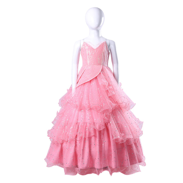 Glindaa Dress For Girls Deluxe Pink Witch Costume Dress With Crown For Kids Halloween Party Dress