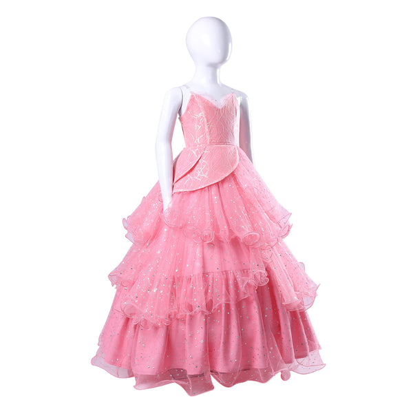 Glindaa Dress For Girls Deluxe Pink Witch Costume Dress With Crown For Kids Halloween Party Dress