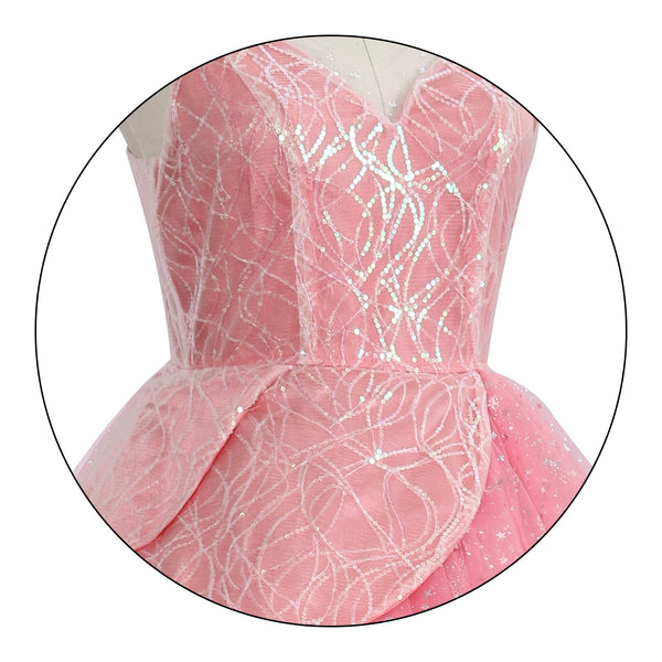 Glindaa Dress for Women Deluxe Pink Witch Costume With Bubble Crown Halloween Women Cosplay Outfits Party Dress
