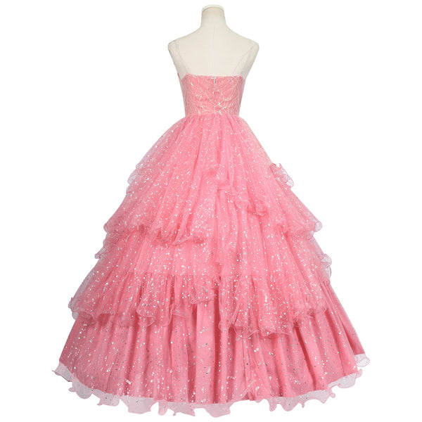 Glindaa Dress for Women Deluxe Pink Witch Costume With Bubble Crown Halloween Women Cosplay Outfits Party Dress