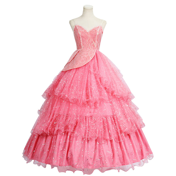 Glindaa Dress for Women Deluxe Pink Witch Costume With Bubble Crown Halloween Women Cosplay Outfits Party Dress