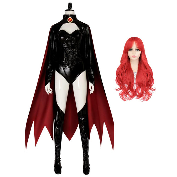 Dark Sorceress Bodysuit With Cape Women's Gothic Demon Evil Queen Cosplay Outfit for Halloween Party