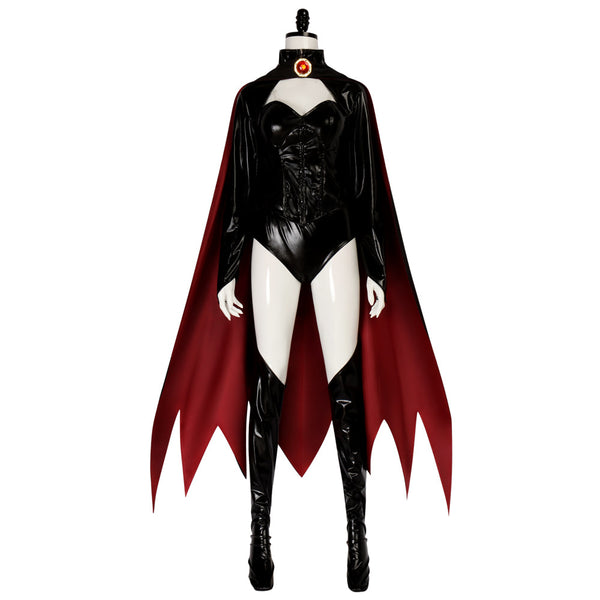 Dark Sorceress Bodysuit With Cape Women's Gothic Demon Evil Queen Cosplay Outfit for Halloween Party