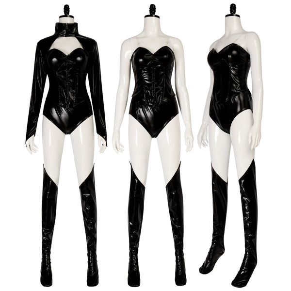 Dark Sorceress Bodysuit With Cape Women's Gothic Demon Evil Queen Cosplay Outfit for Halloween Party