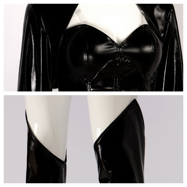 Dark Sorceress Bodysuit With Cape Women's Gothic Demon Evil Queen Cosplay Outfit for Halloween Party