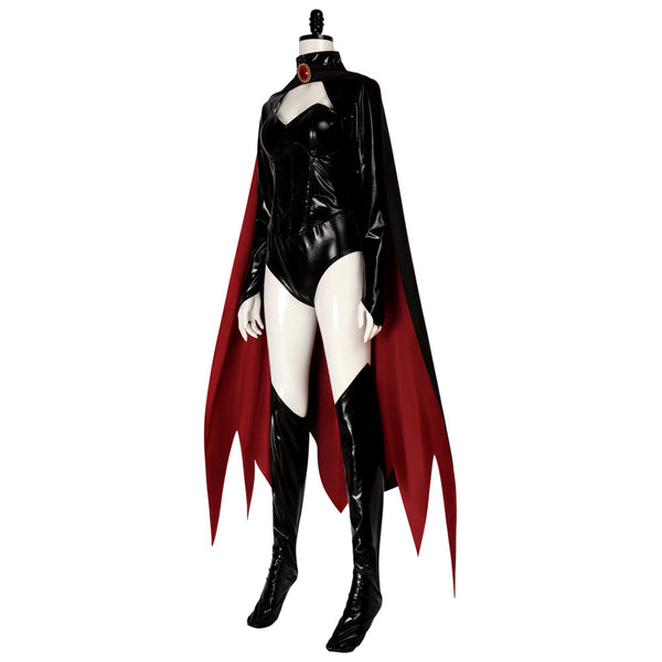 Dark Sorceress Bodysuit With Cape Women's Gothic Demon Evil Queen Cosplay Outfit for Halloween Party