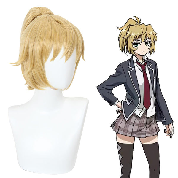 High-Rise Invasion Mayuko Nise Cosplay Wigs Blonde Ponytail Wigs