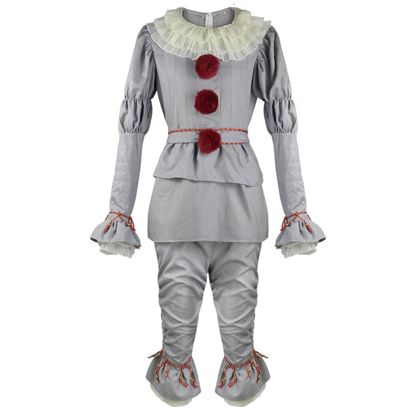 Horror Clown Costume Grey Halloween Costume For Kids Adults