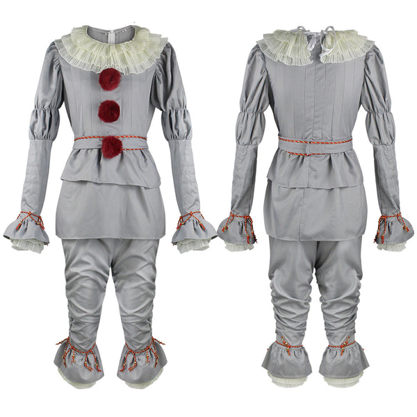 Horror Clown Costume Grey Halloween Costume For Kids Adults