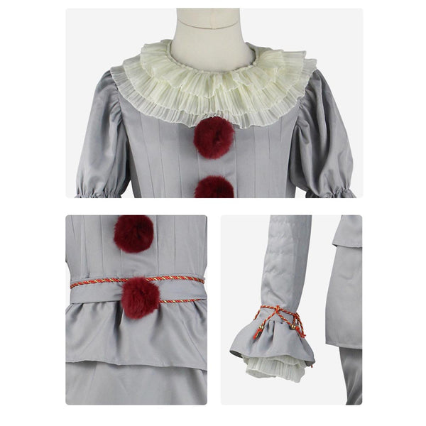 Horror Clown Costume Grey Halloween Costume For Kids Adults
