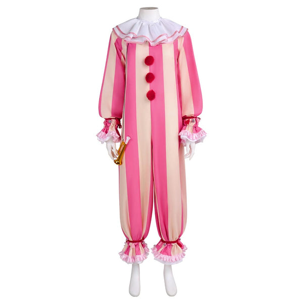 It Clown Costume Halloween Cosplay Outfit Pink Clown Suit