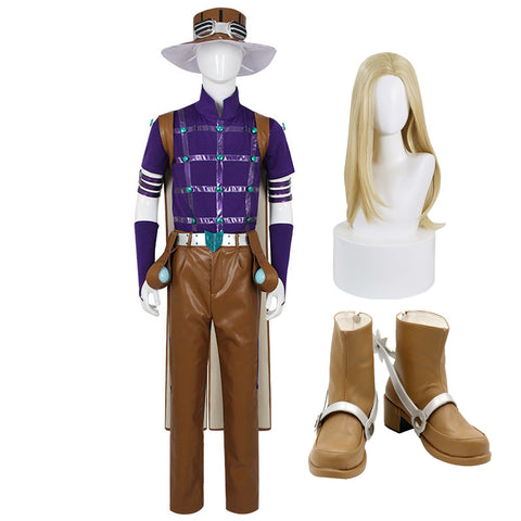 JOJO Gyro Zeppeli Costume +Wigs+Shoes Whole Set Halloween Cosplay Outfit