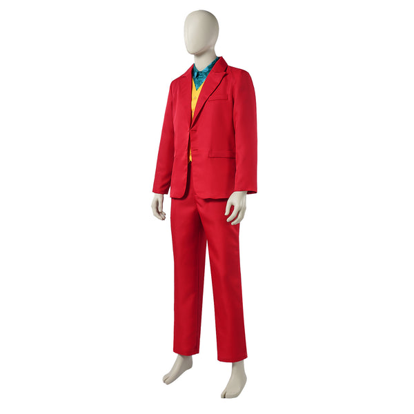 Joker Costume Red Suit Halloween Clown Costume Red Suit Outfit