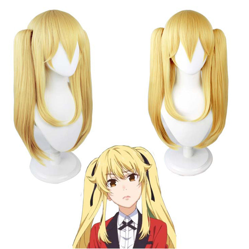 Kakegurui Mary Saotome Cosplay Wigs Blonde Two Ponytails Wigs