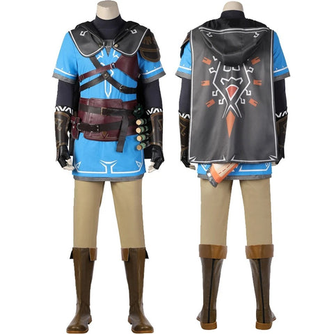 Kids/Adults Halloween Cosplay Link Costume Full Set With Cloak Halloween Carnival Outfit