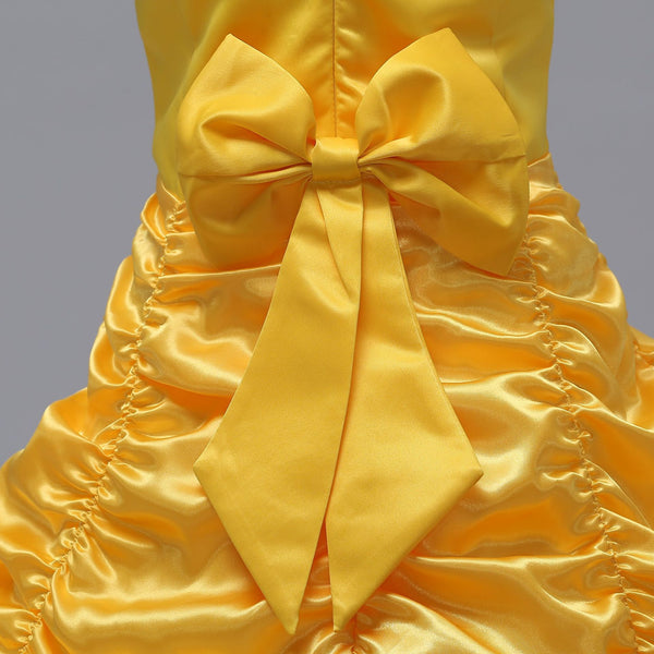 Kids Beauty Princess Costume Off Shoulder Yellow Princess Dress For Girls