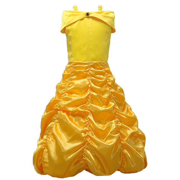 Kids Beauty Princess Costume Off Shoulder Yellow Princess Dress For Girls