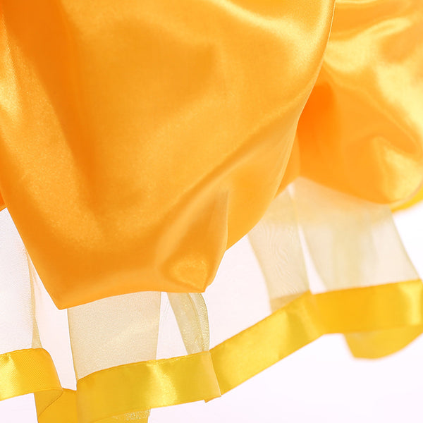 Kids Girls Princess Costume Yellow Dress Fairytale Beauty Costume