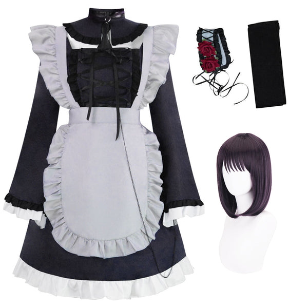 Kitagawa Marin Cosplay Shizuku Kuroe Black Maid Gown Costume Outfit