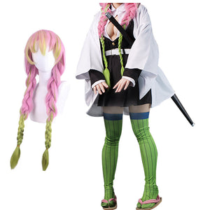 Love Hashira Mitsuri Costume With Wigs Halloween Cosplay Costume Set For Kids And Adult