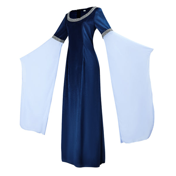 Medieval Renaissance Costume Dress Arwen Costume Historical Retro Dress Velvet Gown with Chiffon Sleeves