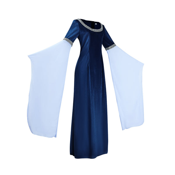 Medieval Renaissance Costume Dress Arwen Costume Historical Retro Dress Velvet Gown with Chiffon Sleeves