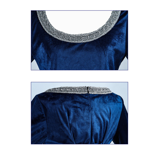 Medieval Renaissance Costume Dress Arwen Costume Historical Retro Dress Velvet Gown with Chiffon Sleeves