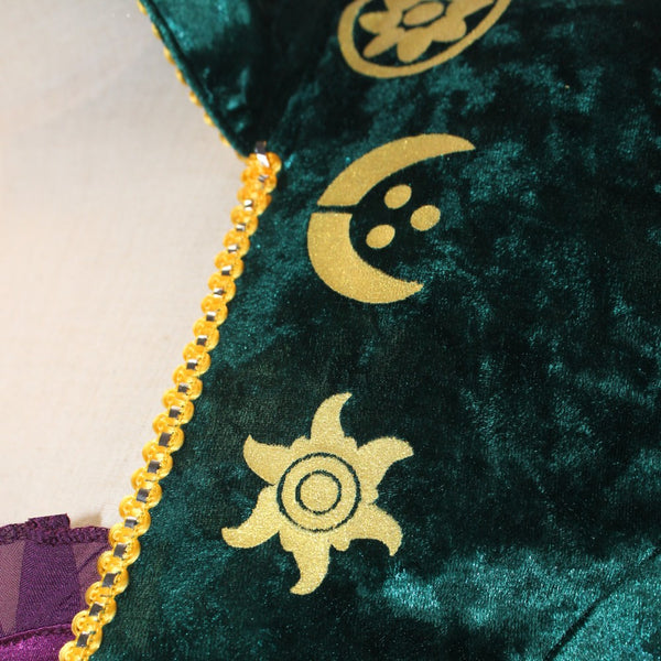 Medieval Green Velvet Witch Dress Set Cosplay Winifred Costume for Women Halloween Dress Up Outfit