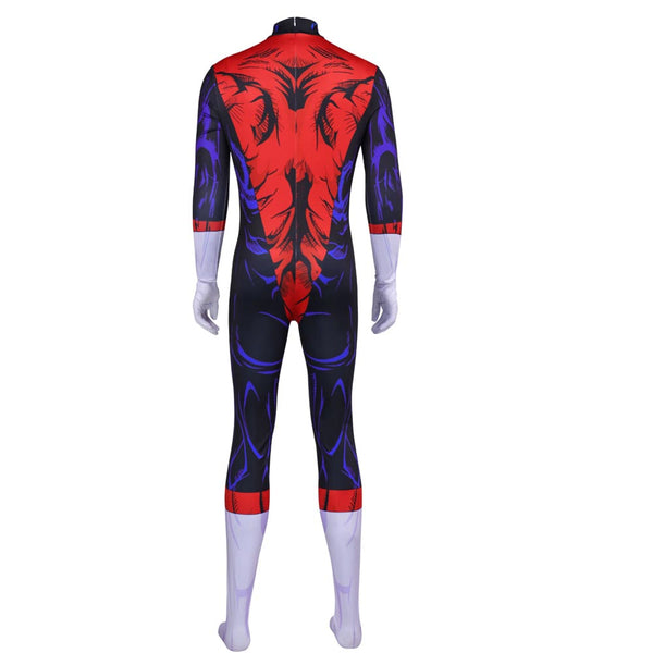 Men's Blue and Red Superhero Jumpsuit Teleporting Superhero Cosplay Costume for Halloween Party