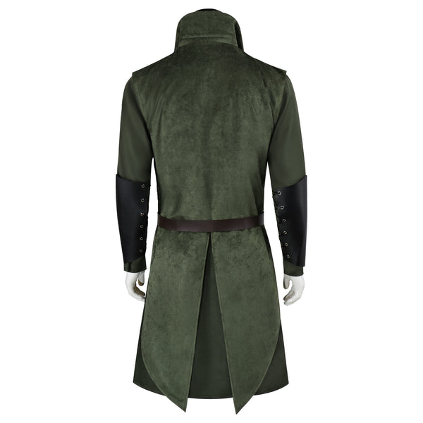 Men's Medieval Hooded Surcoat Renaissance Elf Costume Suit Halloween Viking Costume