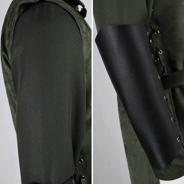 Men's Medieval Hooded Surcoat Renaissance Elf Costume Suit Halloween Viking Costume