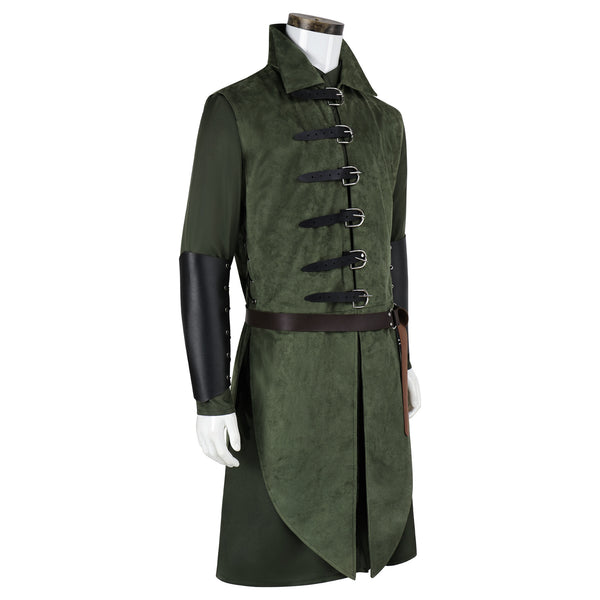 Men's Medieval Hooded Surcoat Renaissance Elf Costume Suit Halloween Viking Costume