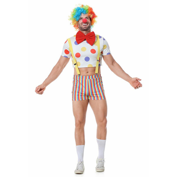Mens Cosplay Costume Sexy Clown Costume Set Role Play Party Costume Outfit