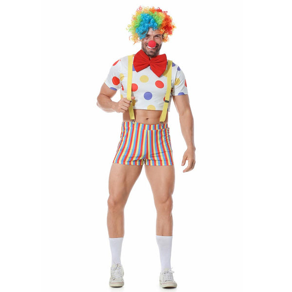 Mens Cosplay Costume Sexy Clown Costume Set Role Play Party Costume Outfit