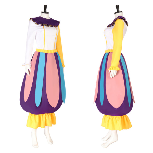 Mrs Potts Costume Dress With Hat Women Girls Halloween Cosplay Outfit