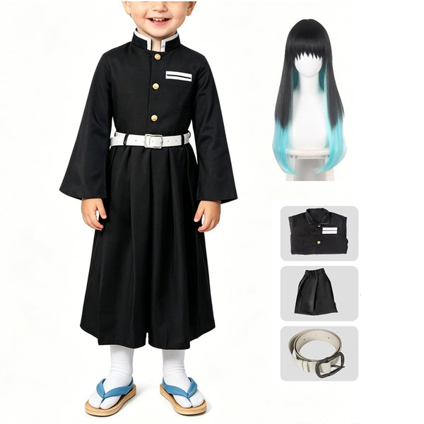 Muichiro Tokito Kids Costume Uniform Girls Boys Halloween Cosplay Outfit