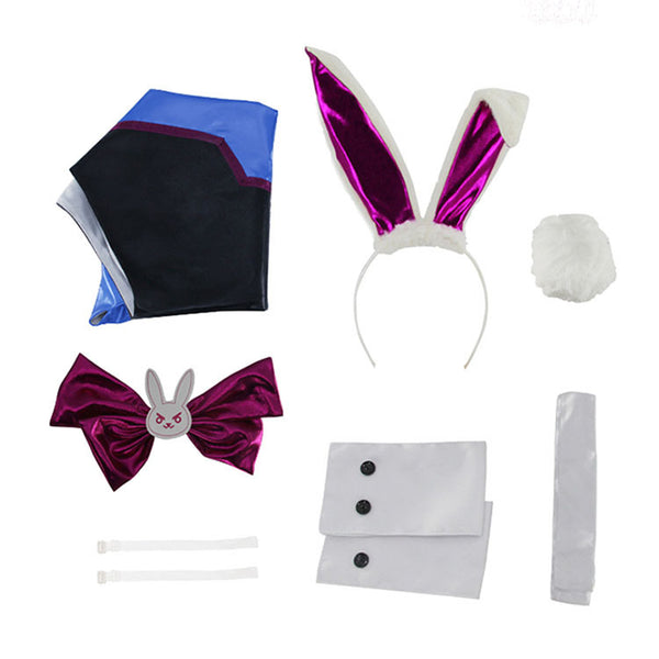 OW Dva Bunny Girls Costume Halloween Cosplay Outfit