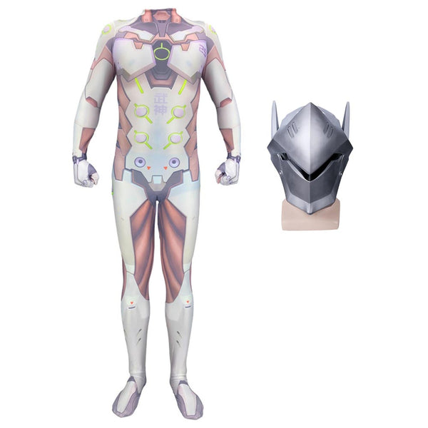 OW Genji Shimada Zentai Costume Halloween Men Kids Cosplay Jumpsuit
