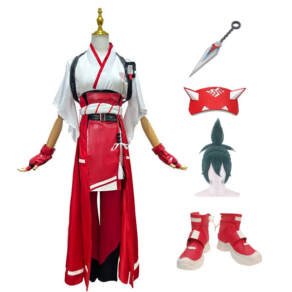 OW Kiriko Kamori Costume Whole Set Costume+Wigs+Shoes+Props Halloween Carnival Costume Set