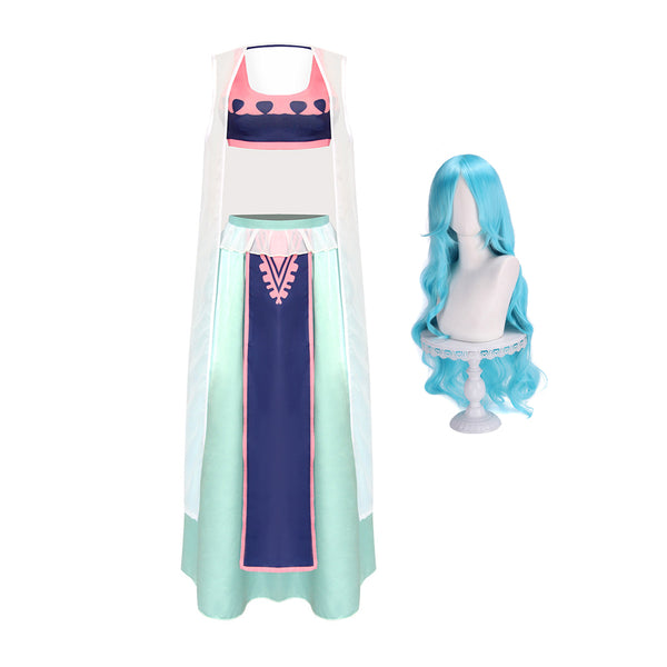 Nefertari Vivi Costume Dress With Cloak Halloween Cosplay Outfit