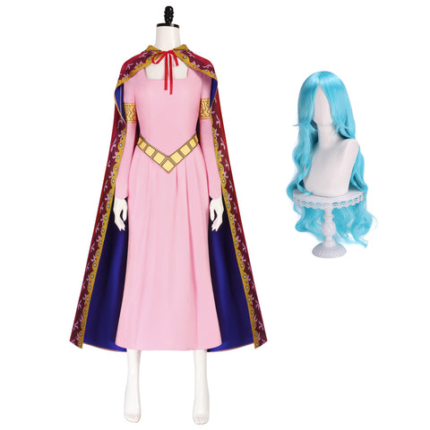 One Piece Nefertari Vivi Pink Dress Costume Outfit With Cloak Halloween Cosplay Costume