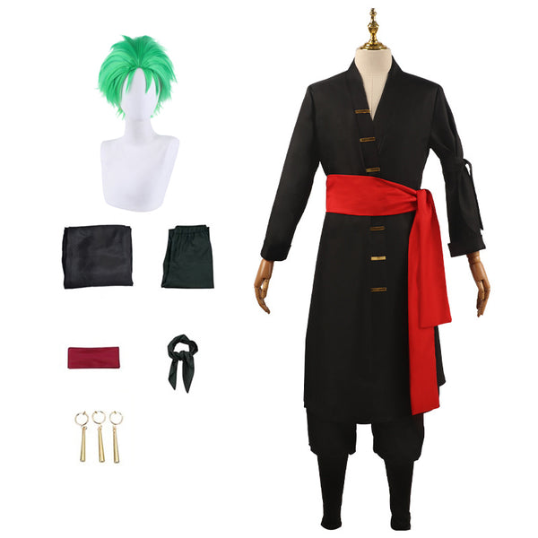 Roronoa Zoro Costume+Wigs Full Set Halloween Cosplay Outfit