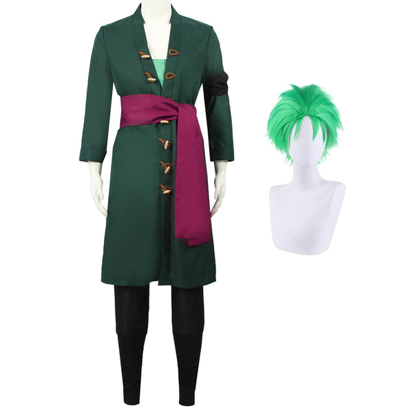 Roronoa Zoro Costume+Wigs Full Set Halloween Cosplay Outfit