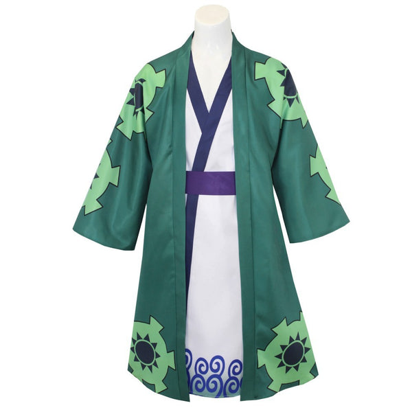 One Piece Wano Country Roronoa Zoro Kimono Robe Costume For Kids and Adults Halloween Carnival Cosplay Outfit