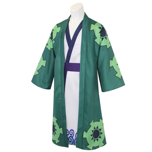 One Piece Wano Country Roronoa Zoro Kimono Robe Costume For Kids and Adults Halloween Carnival Cosplay Outfit