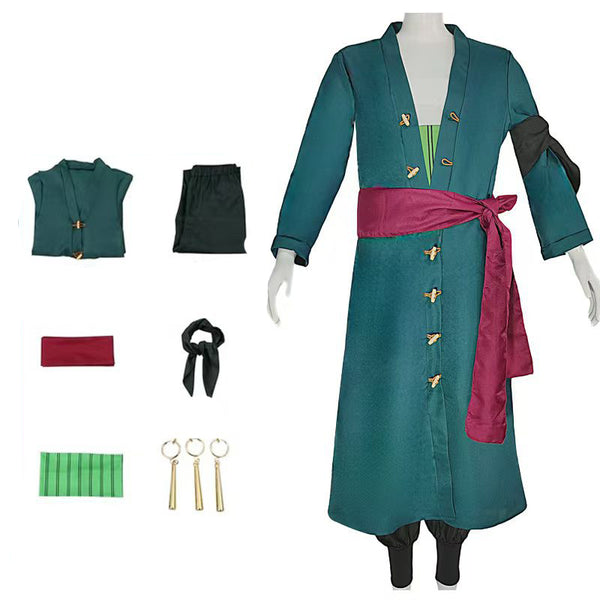Roronoa Zoro Costume +Wigs+Boots Whole Set Halloween Cosplay Outfit