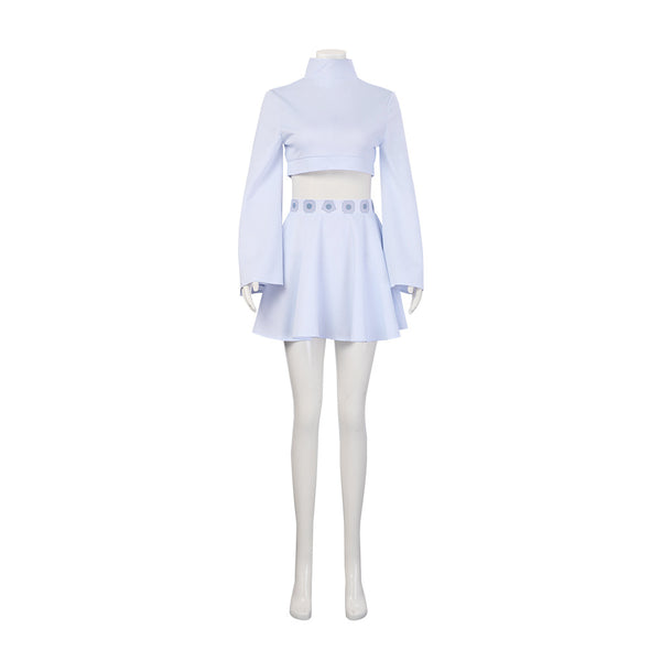 Princess Cosplay Leia Costume Girls Women Short White Dress Crop Top Skirt Suit Outfit