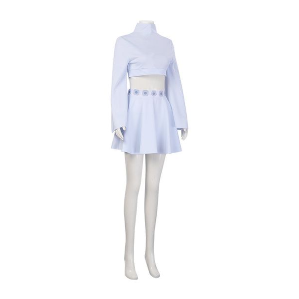 Princess Cosplay Leia Costume Girls Women Short White Dress Crop Top Skirt Suit Outfit